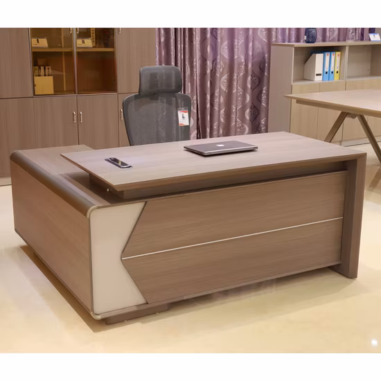Nuevo diseño, clásico, moderno, de lujo, de madera, de melamina, que trabaja en forma de L, director, gerente, director ejecutivo, muebles de oficina, escritorio de oficina