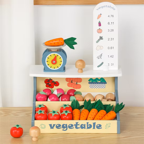 Juego de simulación de alta simulación Mini tienda de venta de verduras Juguetes de madera