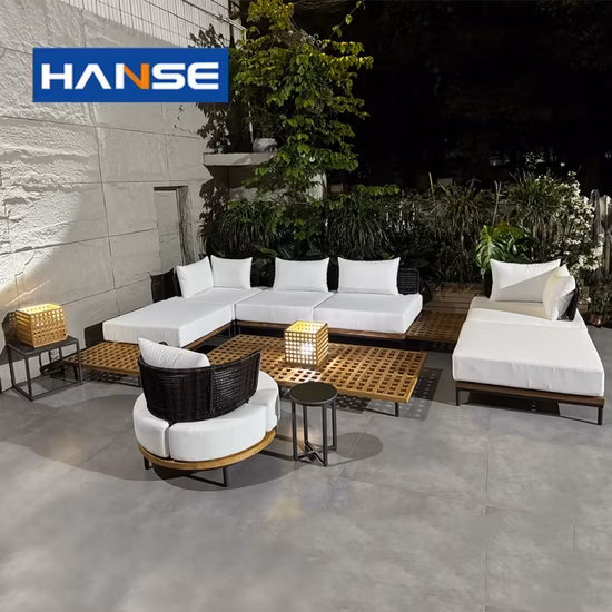 Gran oferta, estilo europeo, piscina, Patio, jardín al aire libre, muebles de terraza, juegos de sofás de jardín de madera